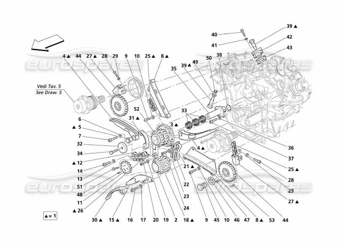 maserati 4200 gransport (2005) timing - controls part diagram