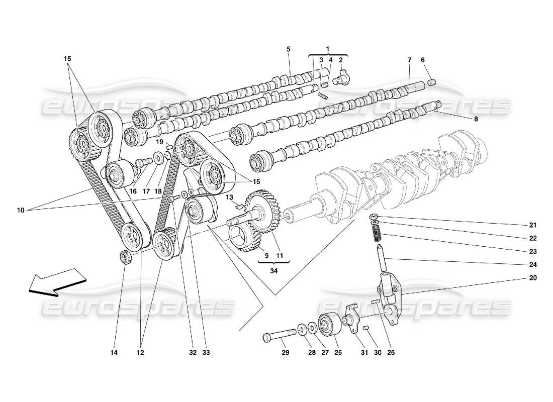 ferrari 456 gt/gta timing - controls parts diagram