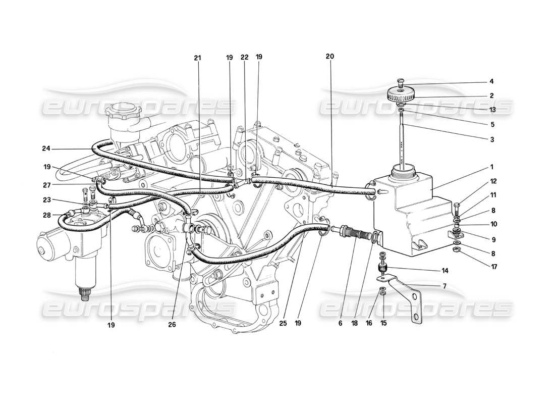 ferrari 412 (mechanical) power steering oil tank - oil pneumatic self levelling devices rhd parts diagram