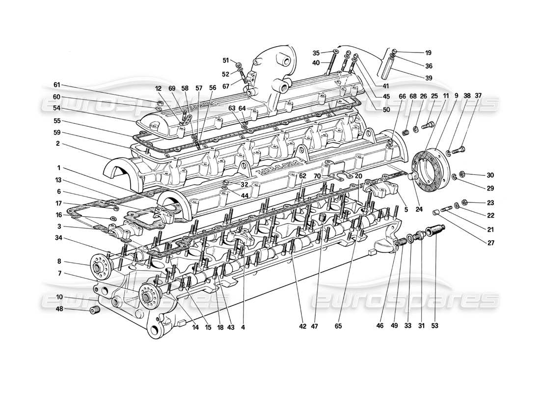 ferrari 412 (mechanical) cylinder head (right) parts diagram