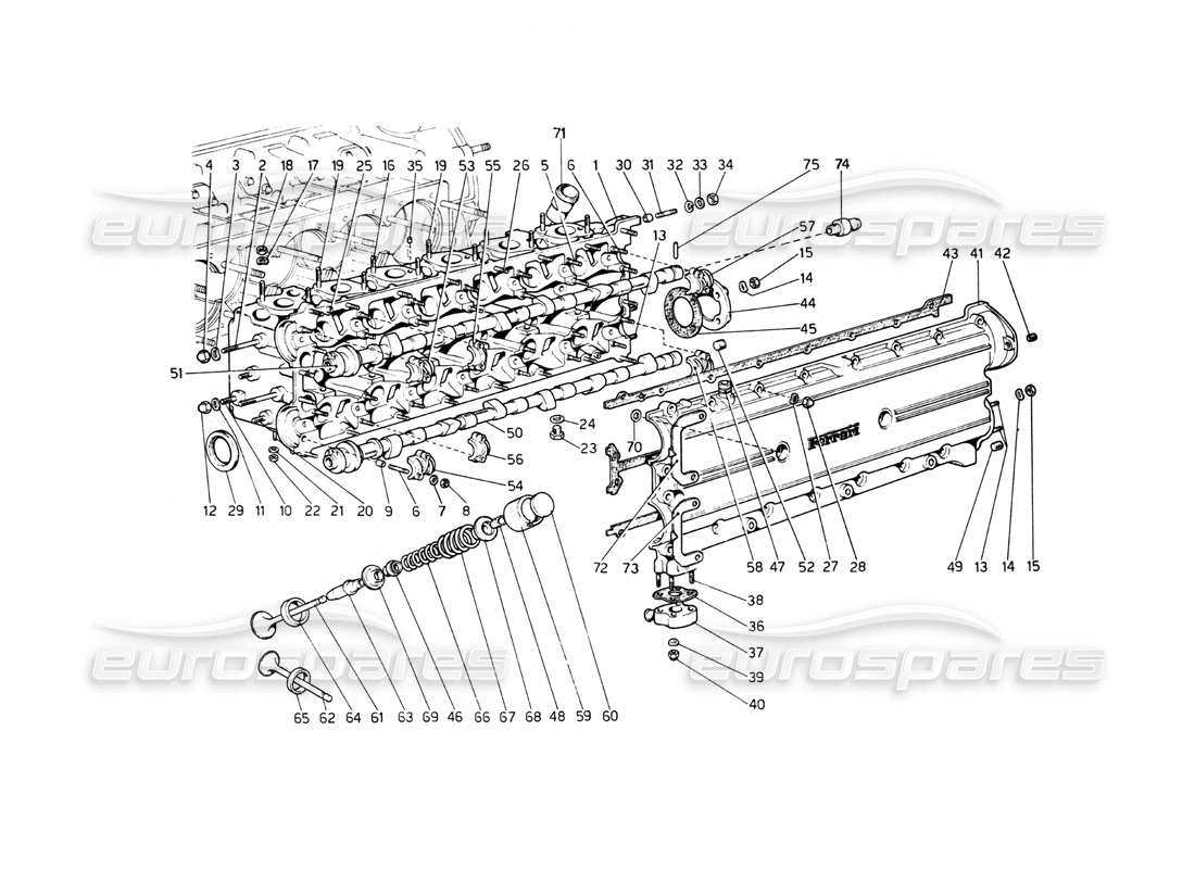 ferrari 512 bb cylinder head (left) part diagram