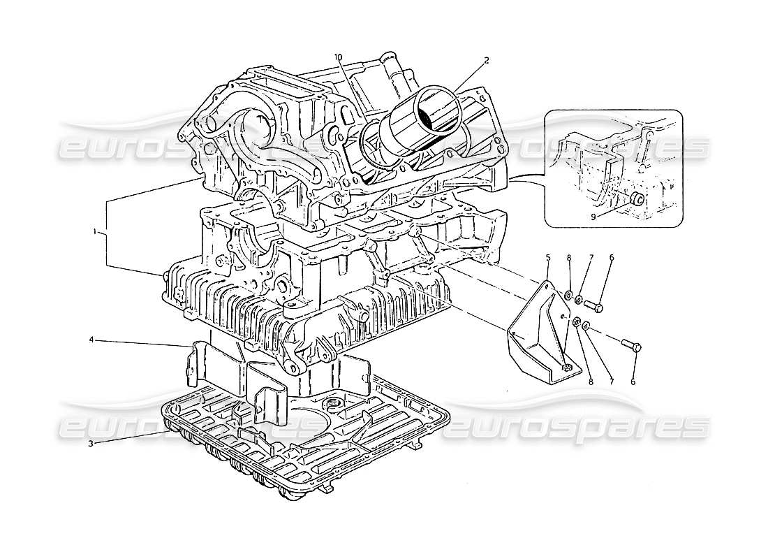 maserati biturbo 2.5 (1984) cylinder block and oil sump part diagram