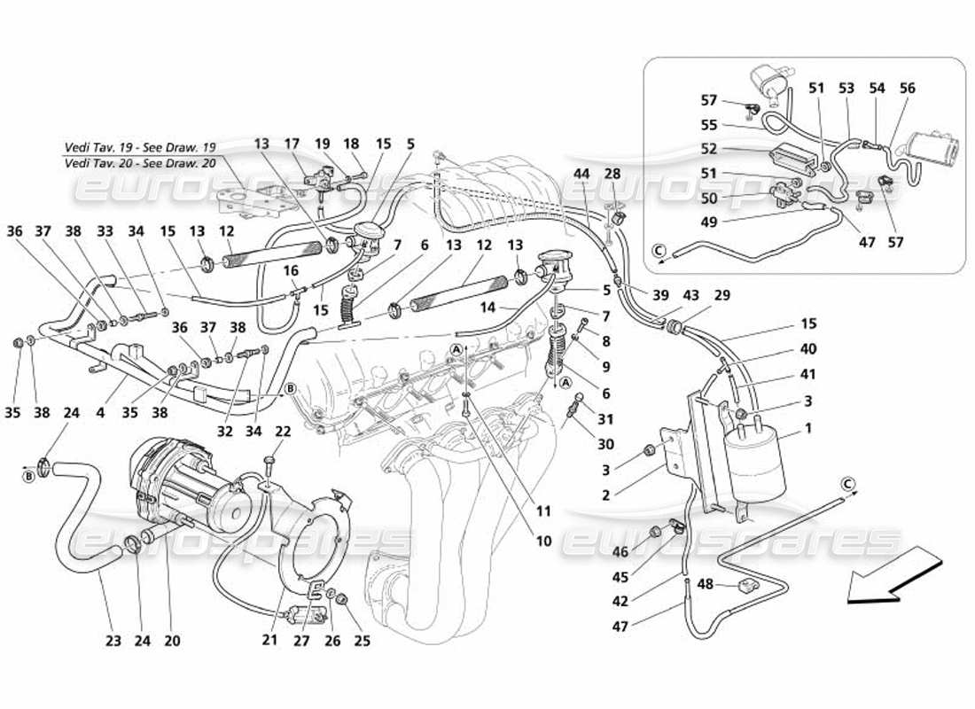 maserati 4200 gransport (2005) secondary air system parts diagram