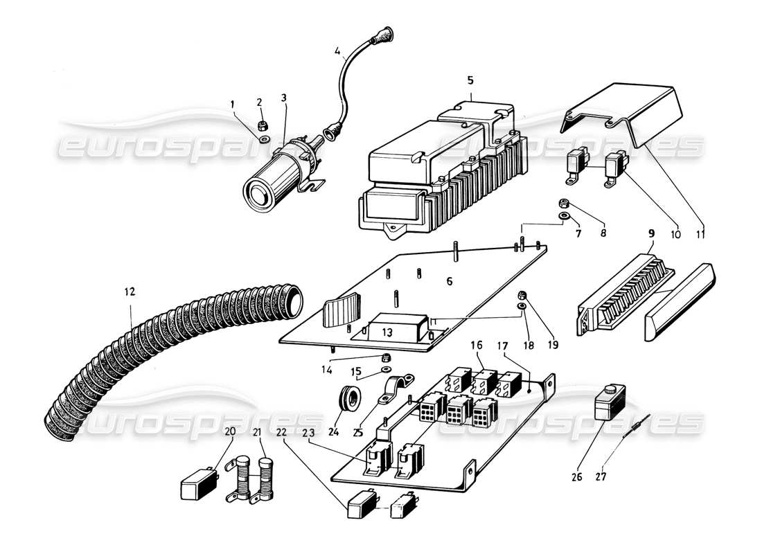 lamborghini countach 5000 qvi (1989) electrical system part diagram