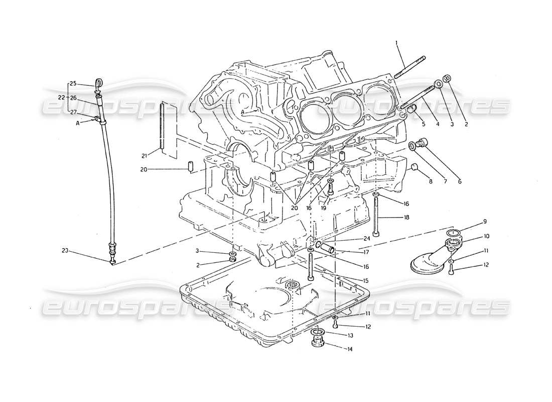 maserati biturbo 2.5 (1984) fastenings and block accessories parts diagram