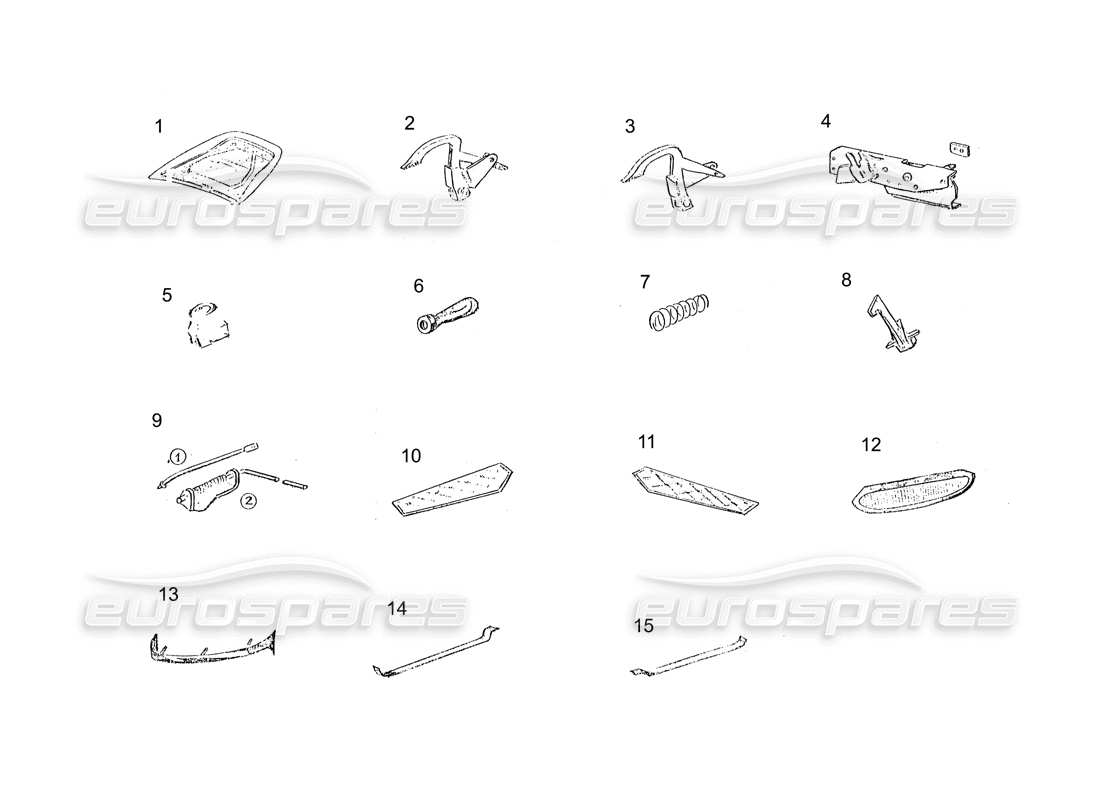 ferrari 250 gt (coachwork) bonnet and fittings parts diagram