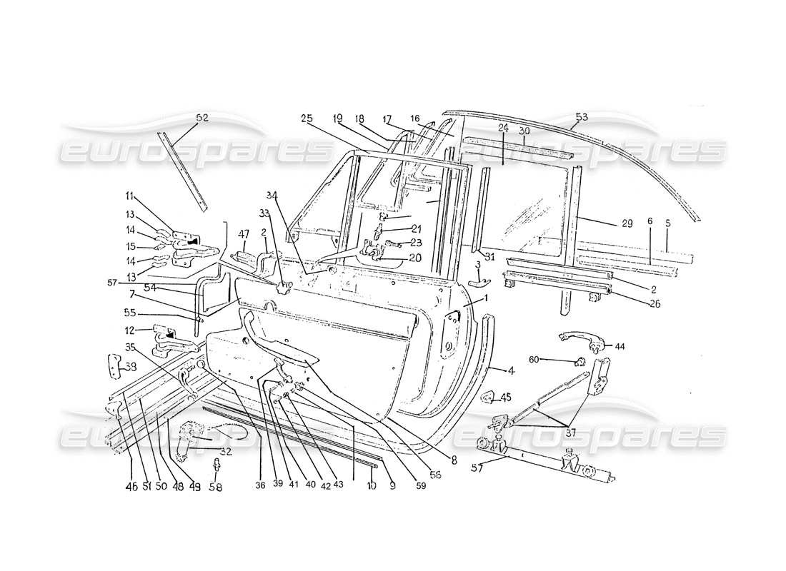 ferrari 365 gtc (coachwork) doors & trim (edizione 1, 2 and 3) part diagram