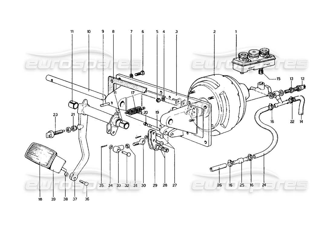 ferrari 400 gt (mechanical) brakes hydraulic drive (400 automatic - variants for rhd version) part diagram