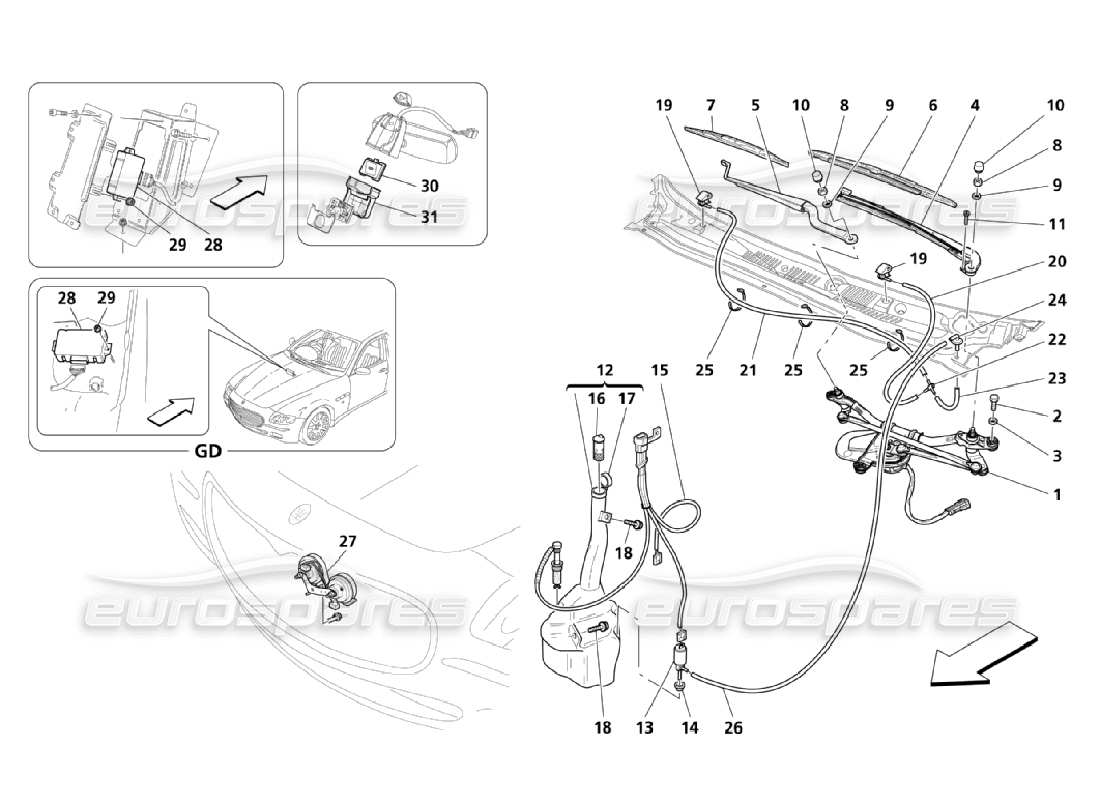 maserati qtp. (2006) 4.2 car outer services parts diagram