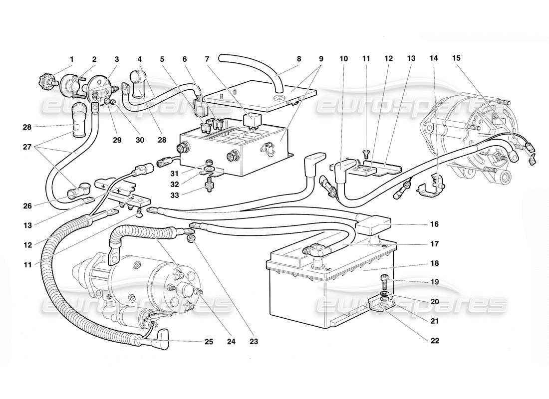 lamborghini diablo vt (1994) electrical system part diagram
