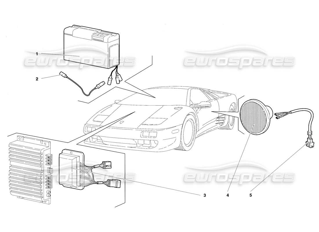 lamborghini diablo vt (1994) radio set (valid for usa version - april 1994) part diagram