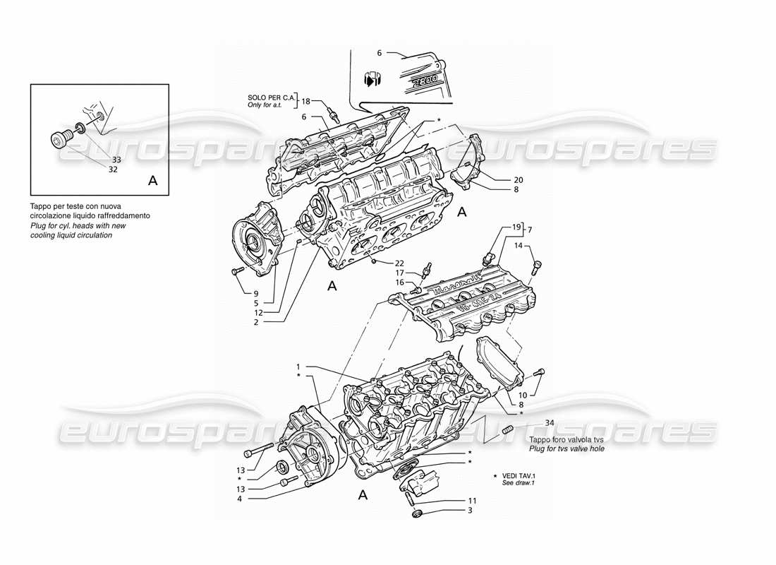 maserati ghibli 2.8 gt (variante) cylinders heads parts diagram
