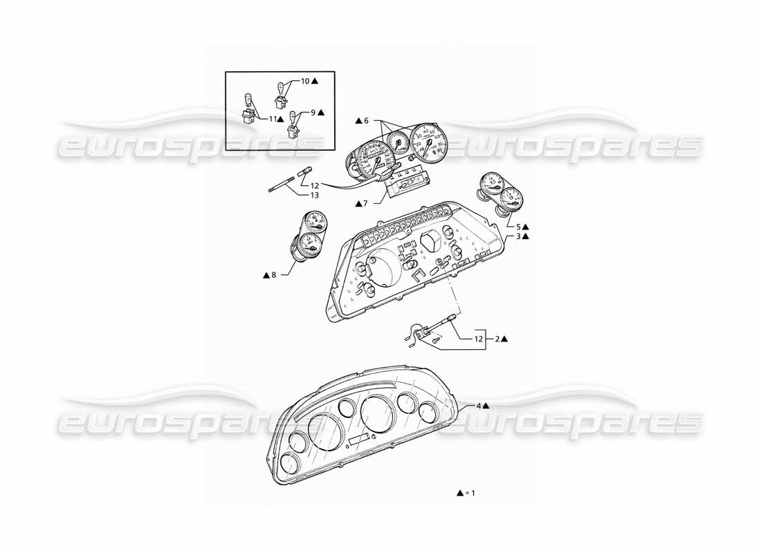 maserati ghibli 2.8 gt (variante) borletti instrumentation parts diagram