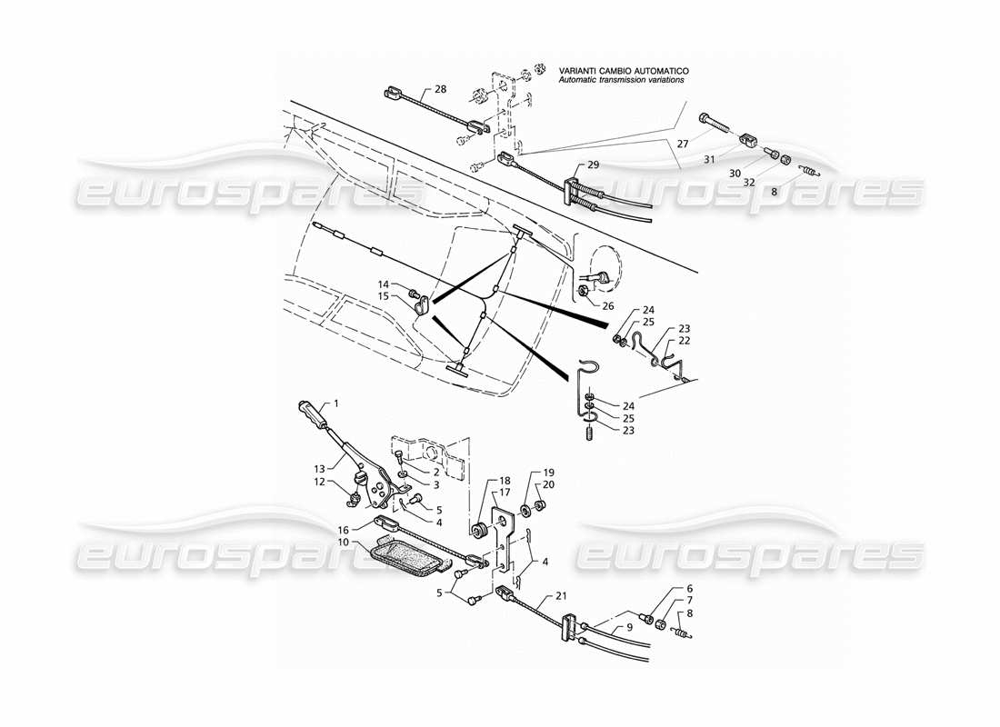 maserati qtp v6 (1996) handbrake control parts diagram