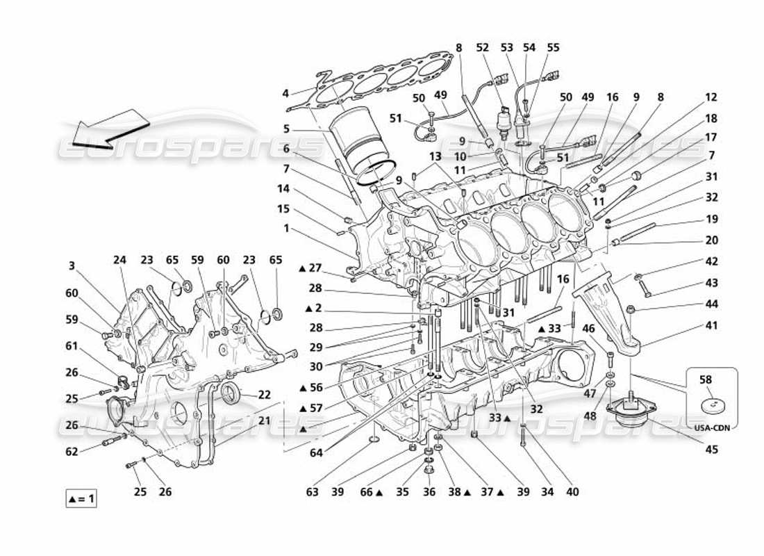 maserati 4200 gransport (2005) crankcase part diagram