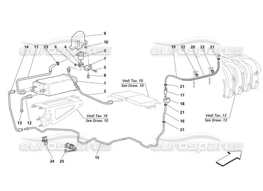 maserati 4200 gransport (2005) antievaporation device -not for usa and cdn- part diagram