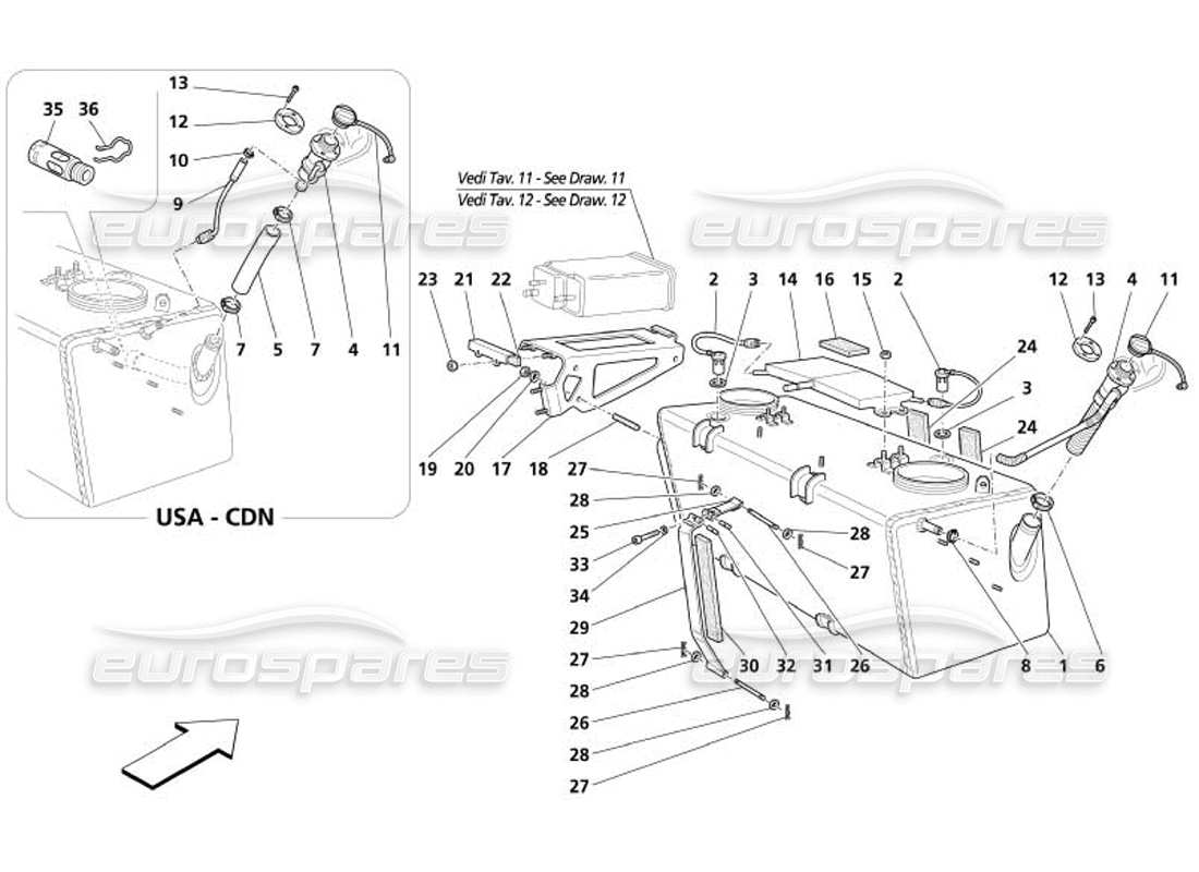 maserati 4200 gransport (2005) fuel tanks and union parts diagram