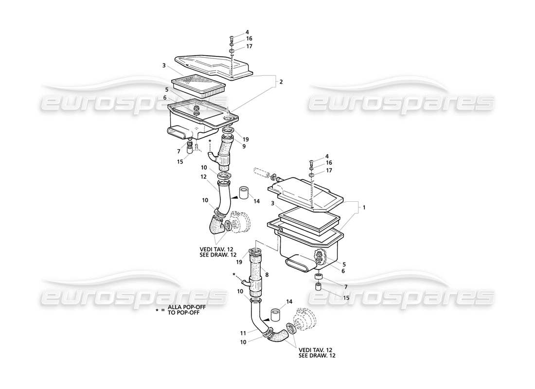 maserati qtp v8 evoluzione air filter and ducts parts diagram