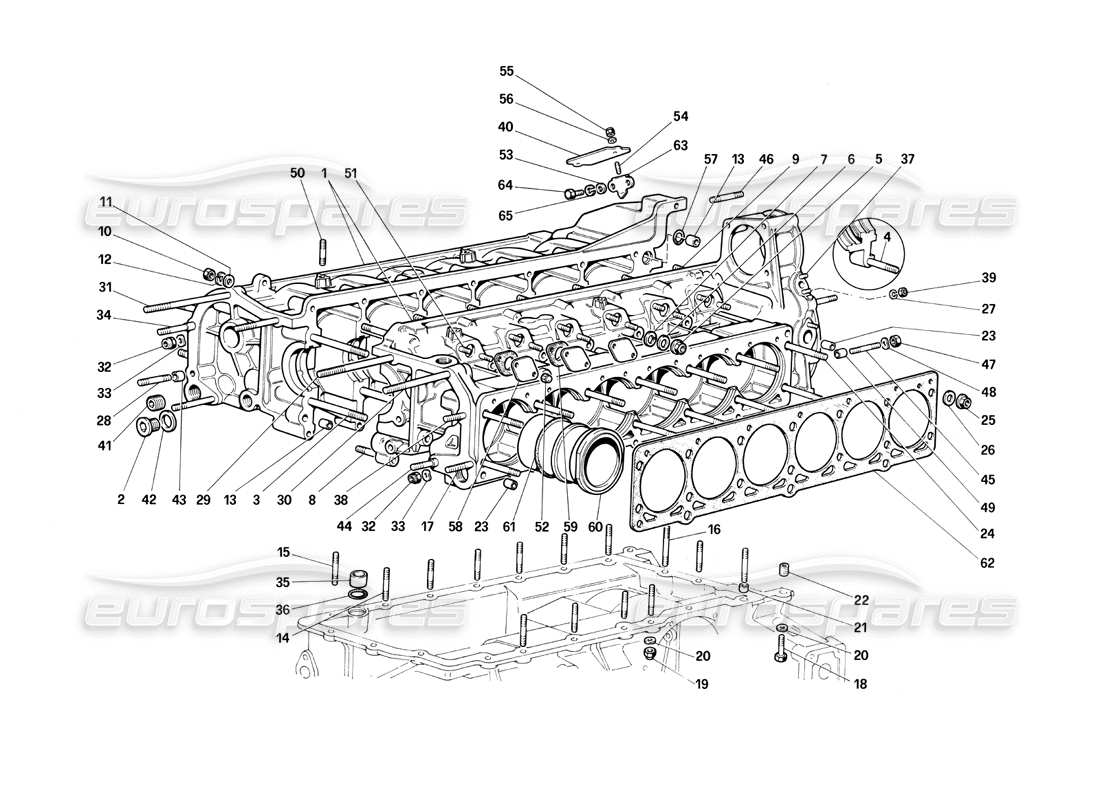 ferrari testarossa (1990) crankcase parts diagram