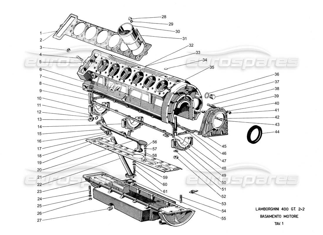 lamborghini 400 gt crankcase parts diagram