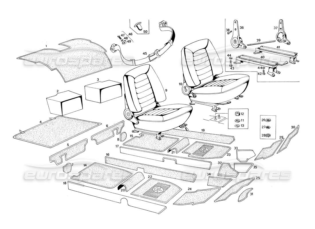 maserati ghibli 4.7 / 4.9 seats and upholstery part diagram