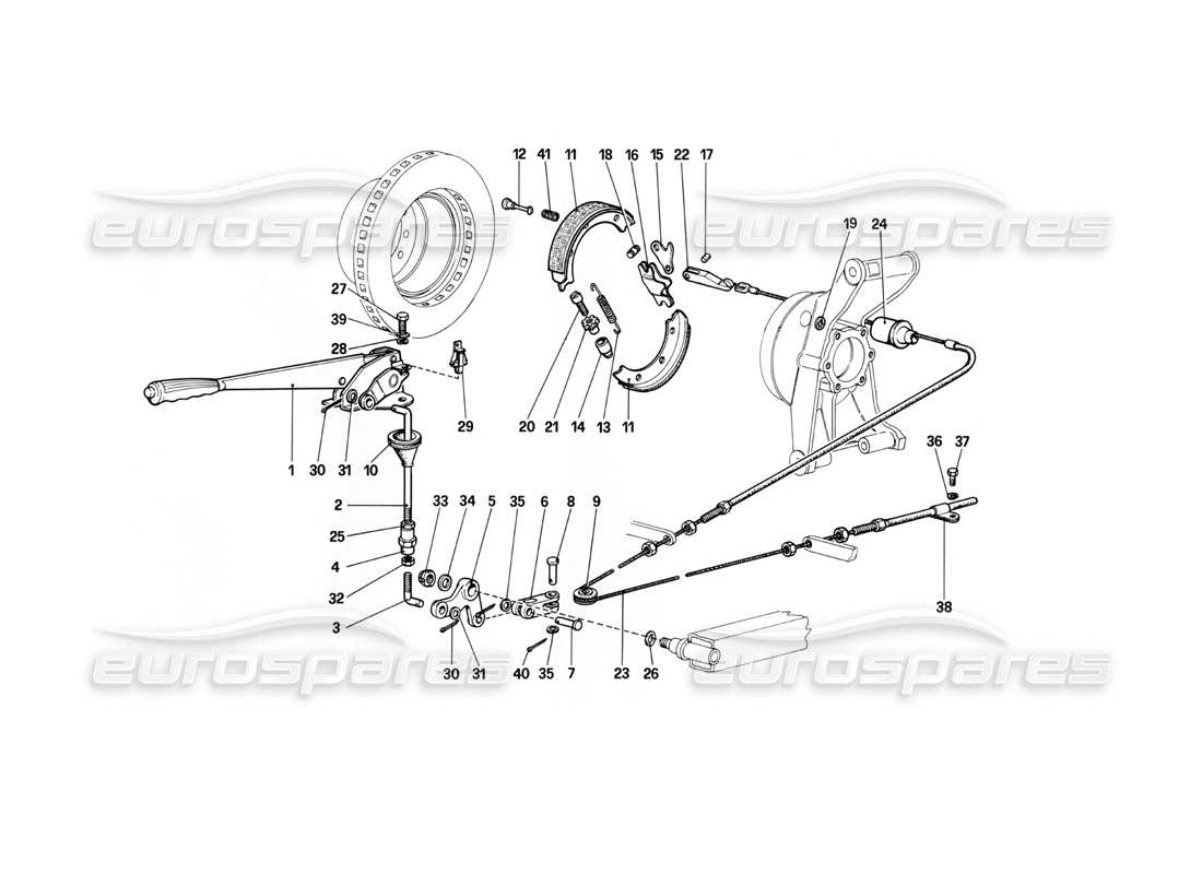 ferrari 400i (1983 mechanical) hand-brake controll parts diagram