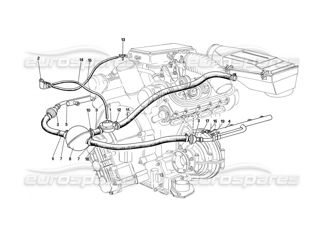 ferrari mondial 3.2 qv (1987) air injection (for ch version) part diagram