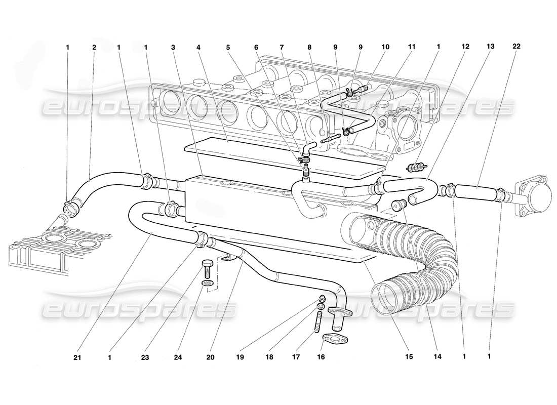 lamborghini diablo vt (1994) engine oil breathing system parts diagram