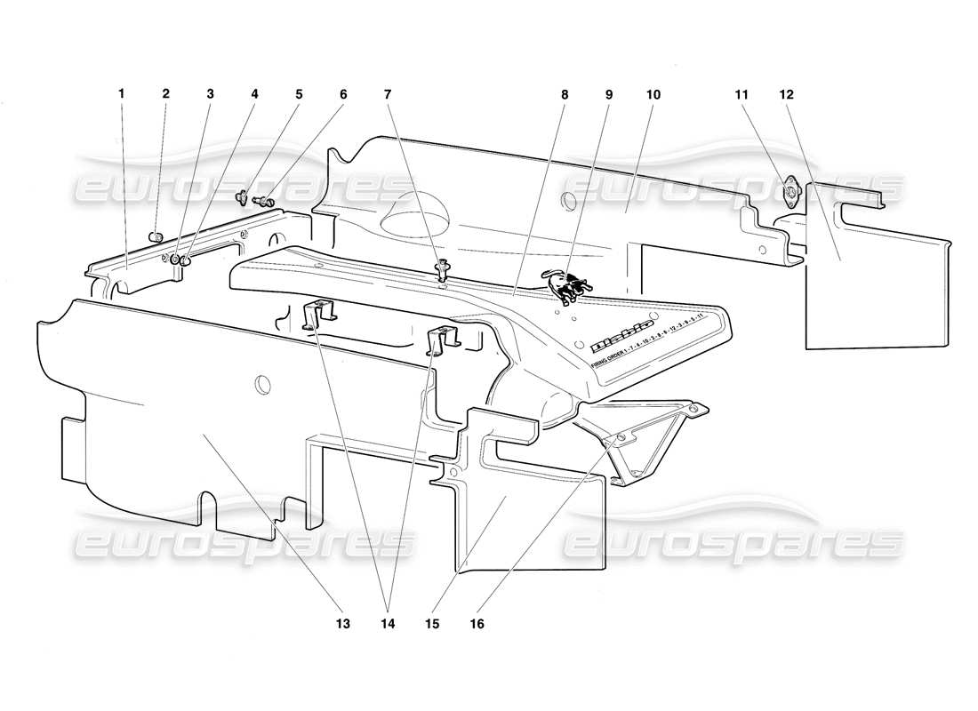 lamborghini diablo vt (1994) engine housing panels part diagram