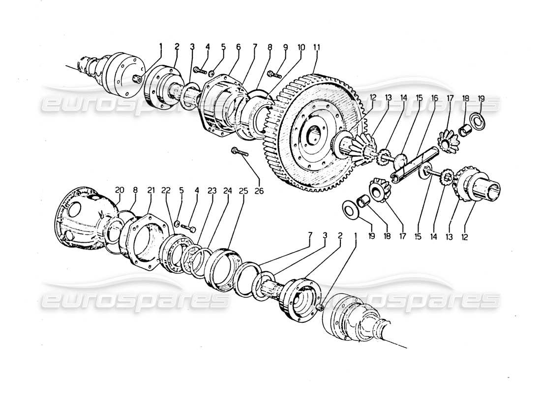 lamborghini urraco p250 / p250s differential part diagram