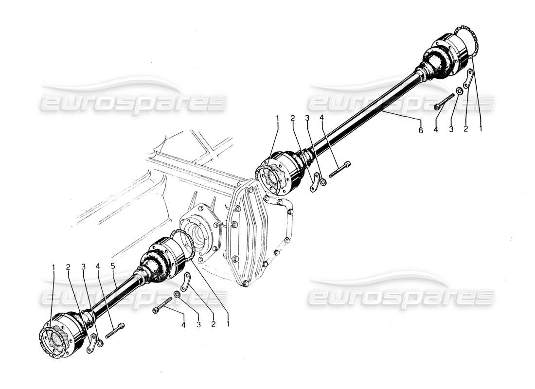 lamborghini urraco p250 / p250s drive shafts part diagram