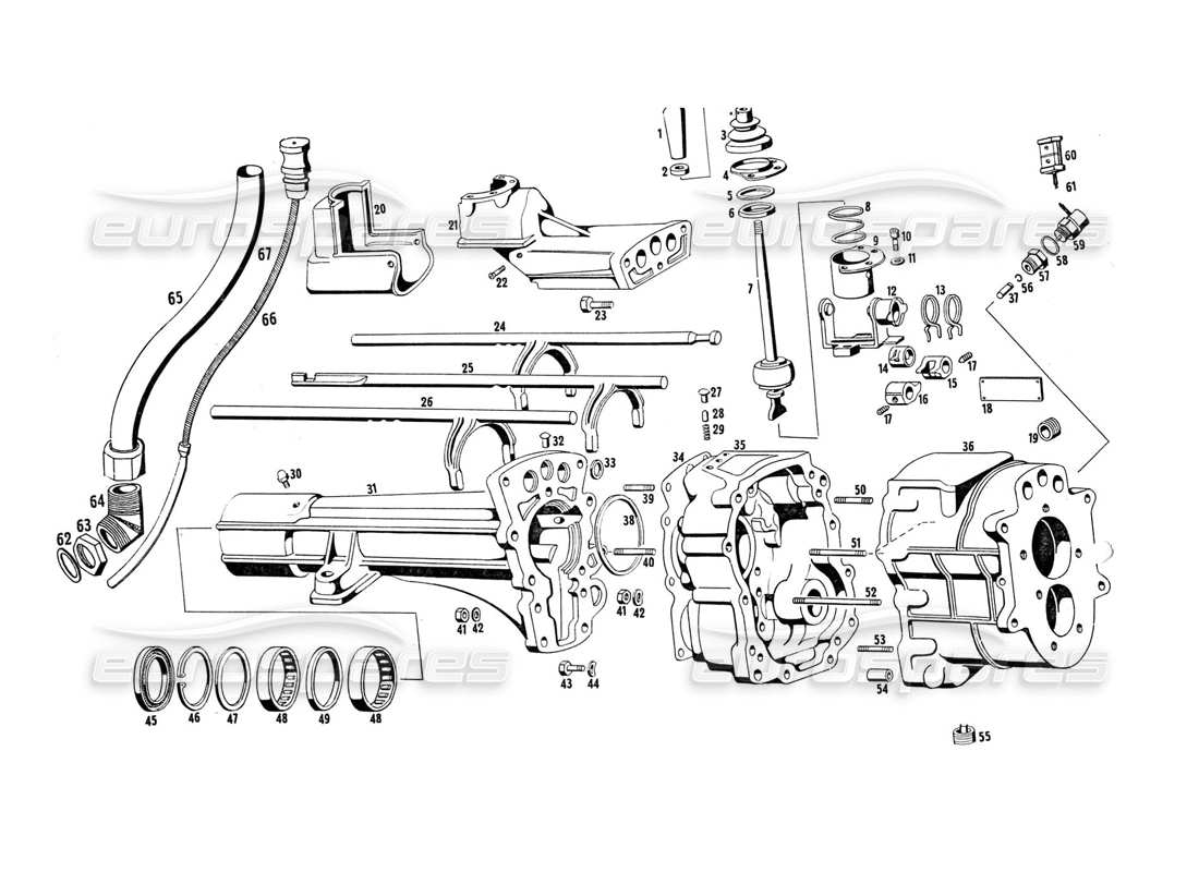 maserati indy 4.2 transmission housing parts diagram
