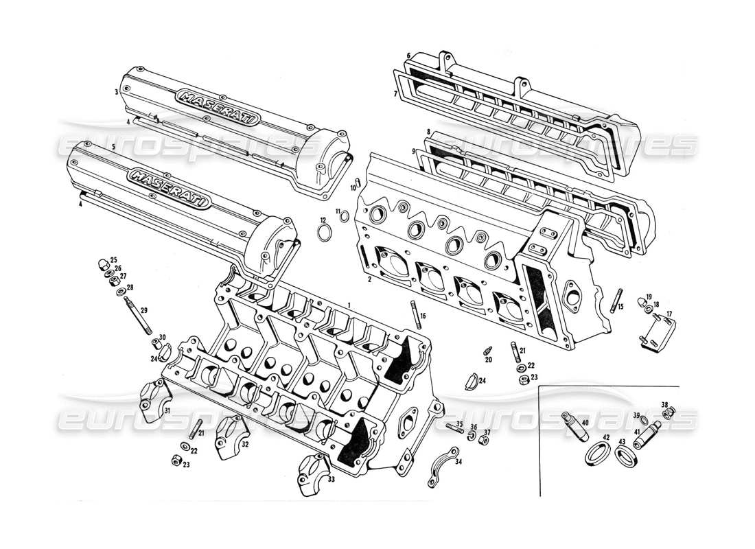 maserati indy 4.2 cylinder heads part diagram