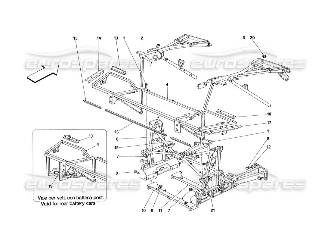 ferrari 348 (1993) tb / ts frame - rear part elements parts diagram