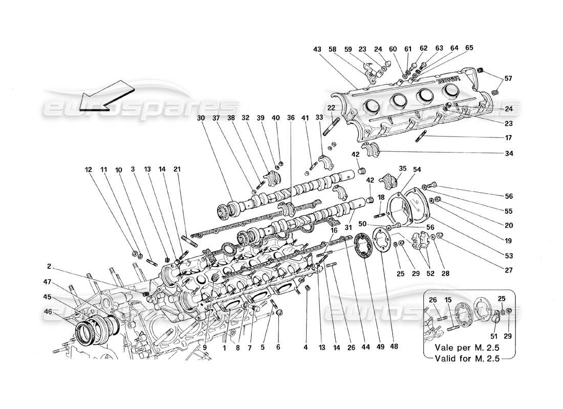 ferrari 348 (1993) tb / ts lh cylinder head part diagram