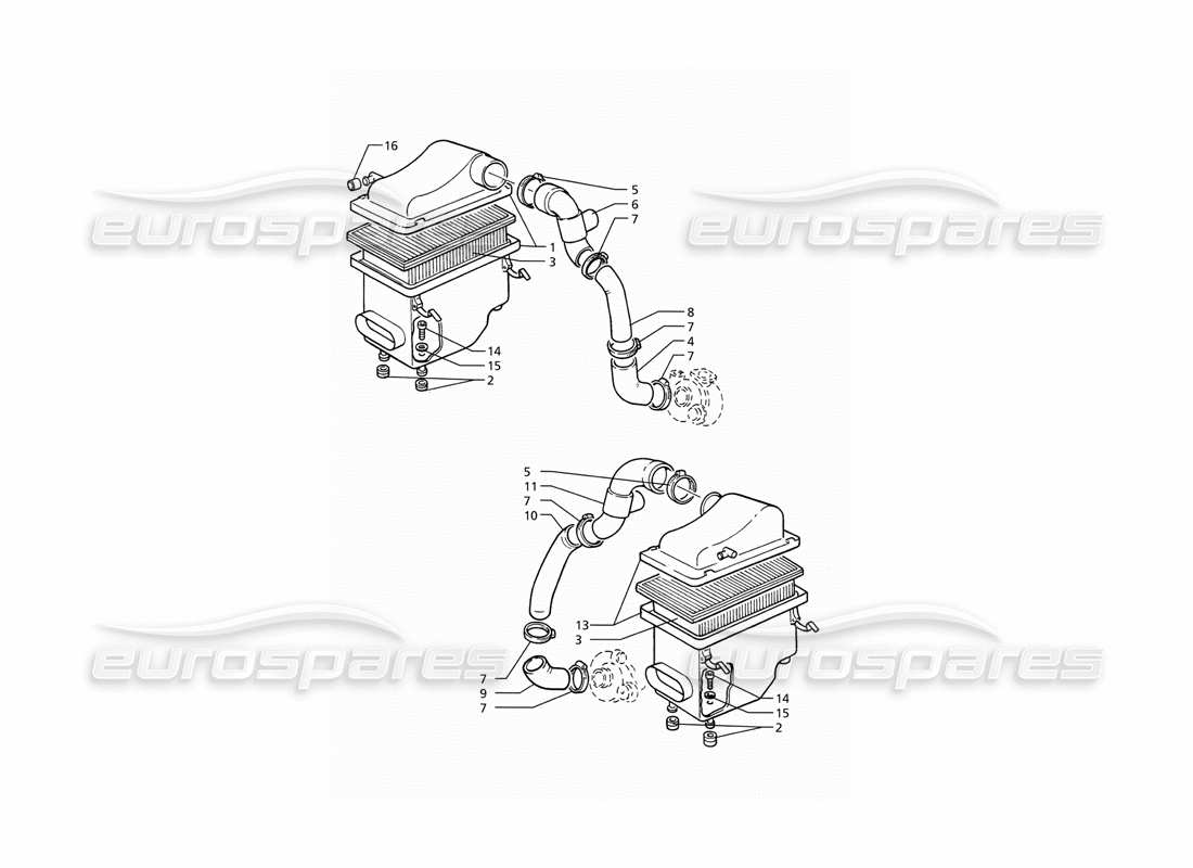 maserati ghibli 2.8 (abs) air filter and ducts parts diagram