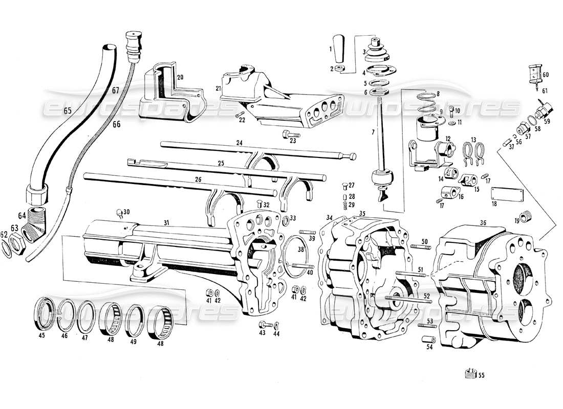 maserati mistral 3.7 transmission housing (s5 20) parts diagram