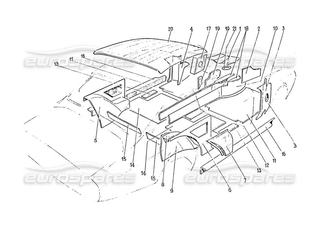 ferrari 365 gt 2+2 (coachwork) inner trim panels part diagram