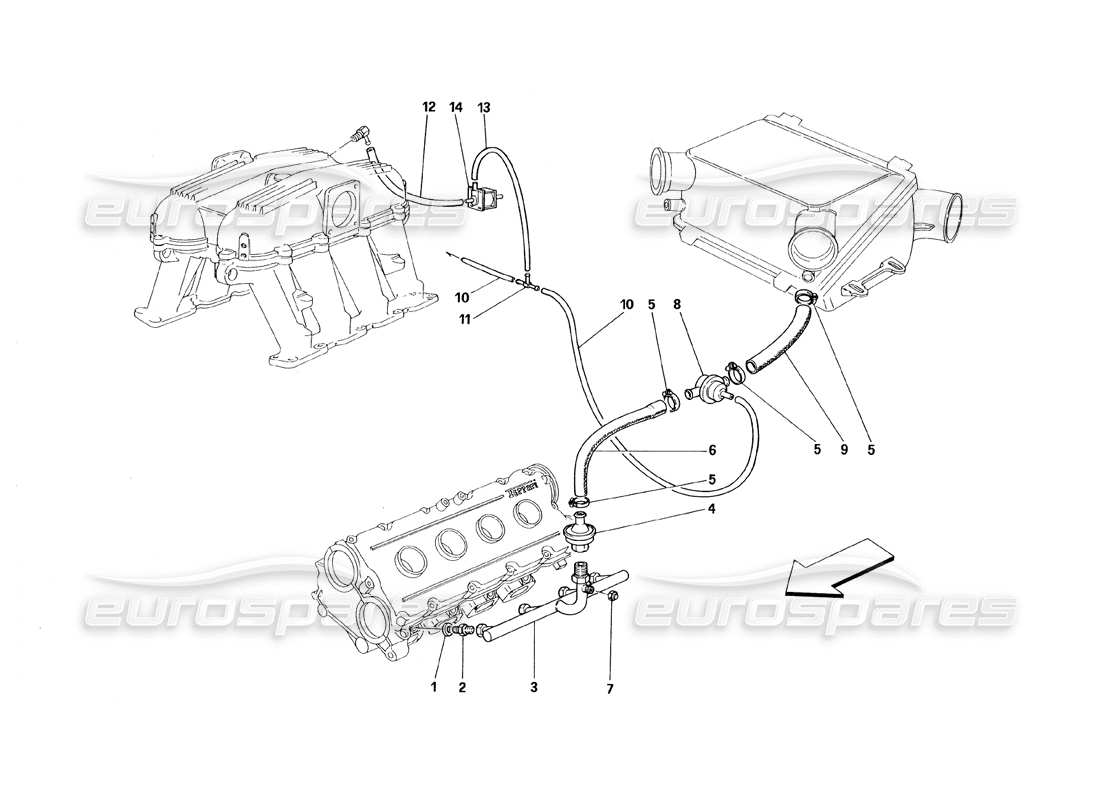 ferrari 348 (1993) tb / ts air injection device part diagram