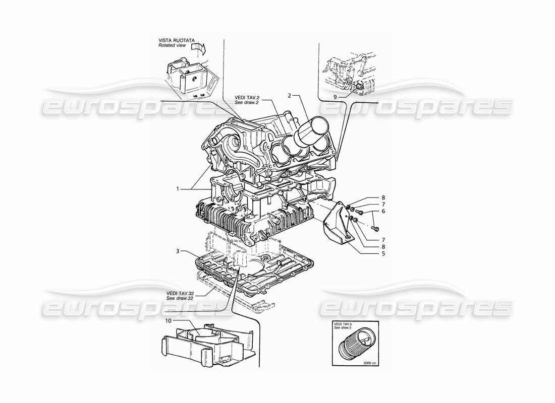 maserati ghibli 2.8 gt (variante) engine block and oil sump parts diagram