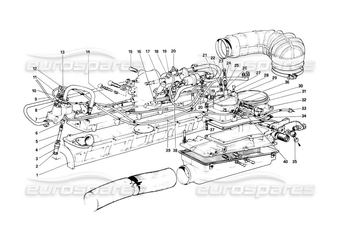 ferrari 400i (1983 mechanical) fuel injection system - fuel distributors, lines part diagram