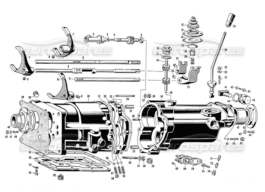 maserati mistral 3.7 transmission housing (s5 17) parts diagram