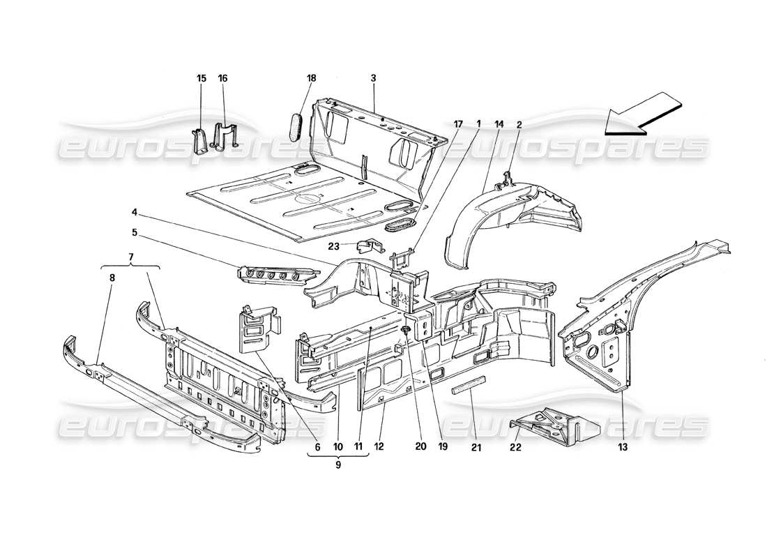 ferrari 348 (1993) tb / ts front part structures parts diagram