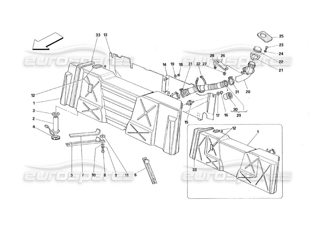 ferrari 348 (1993) tb / ts fuel tank parts diagram