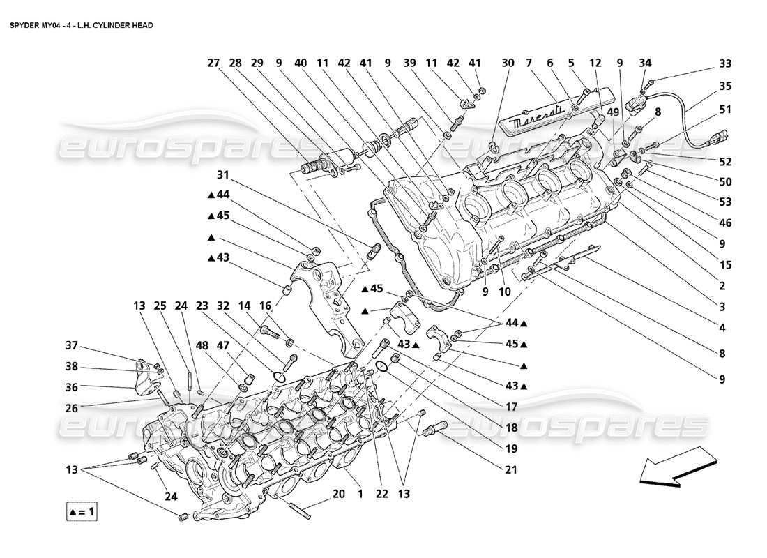 maserati 4200 spyder (2004) lh cylinder head parts diagram