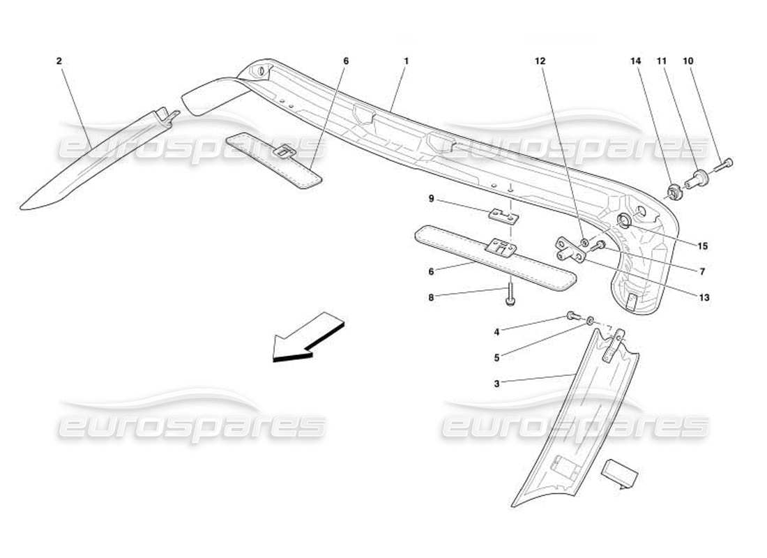 ferrari 550 barchetta roof panel upholstery and accessories parts diagram