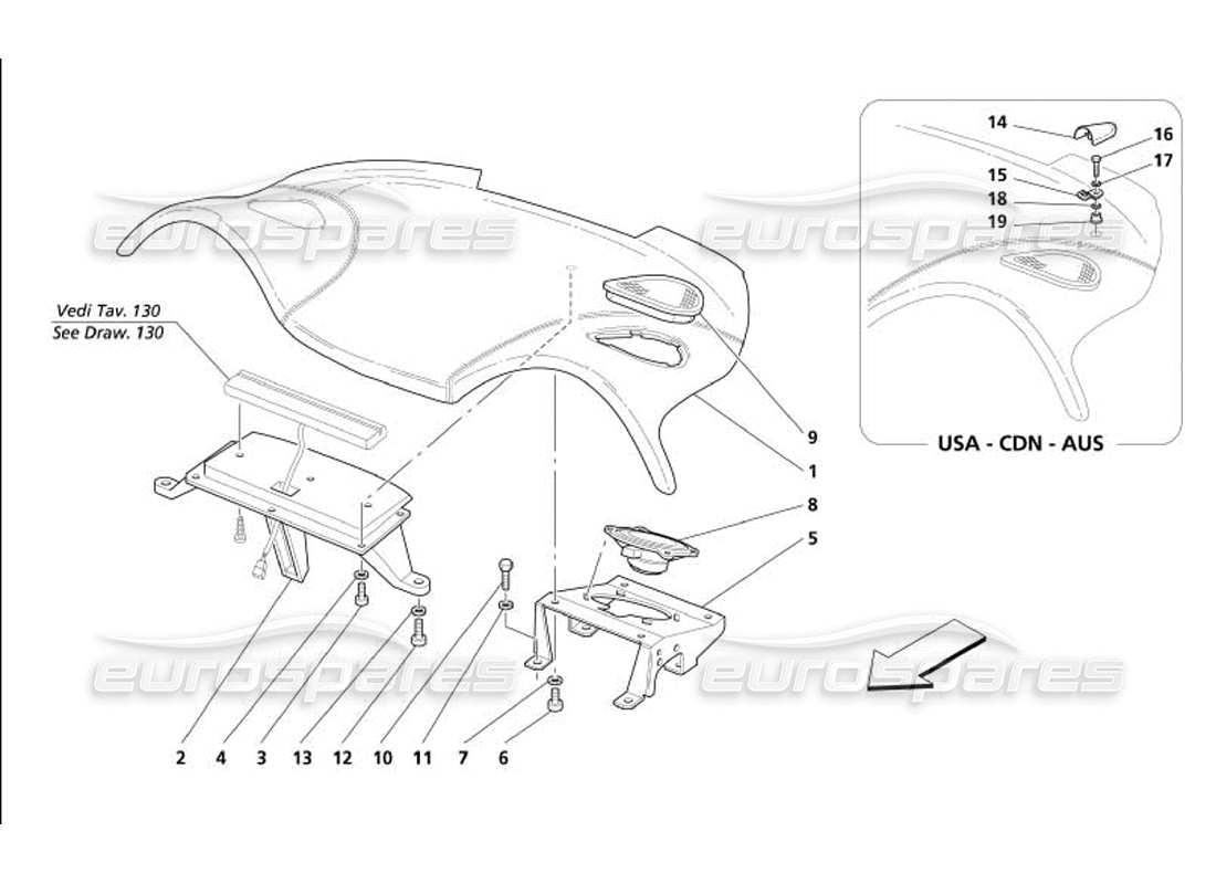 maserati 4200 coupe (2005) inner coverings - rear under window panel parts diagram