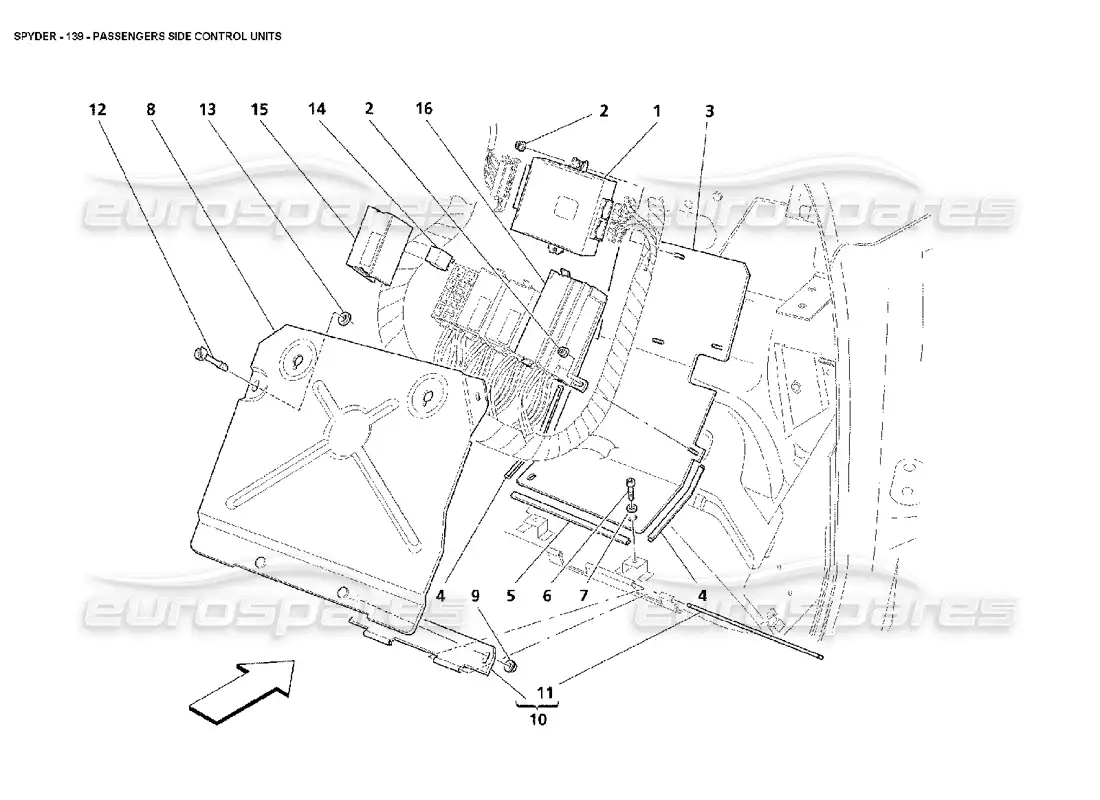 maserati 4200 spyder (2002) passengers side control units parts diagram