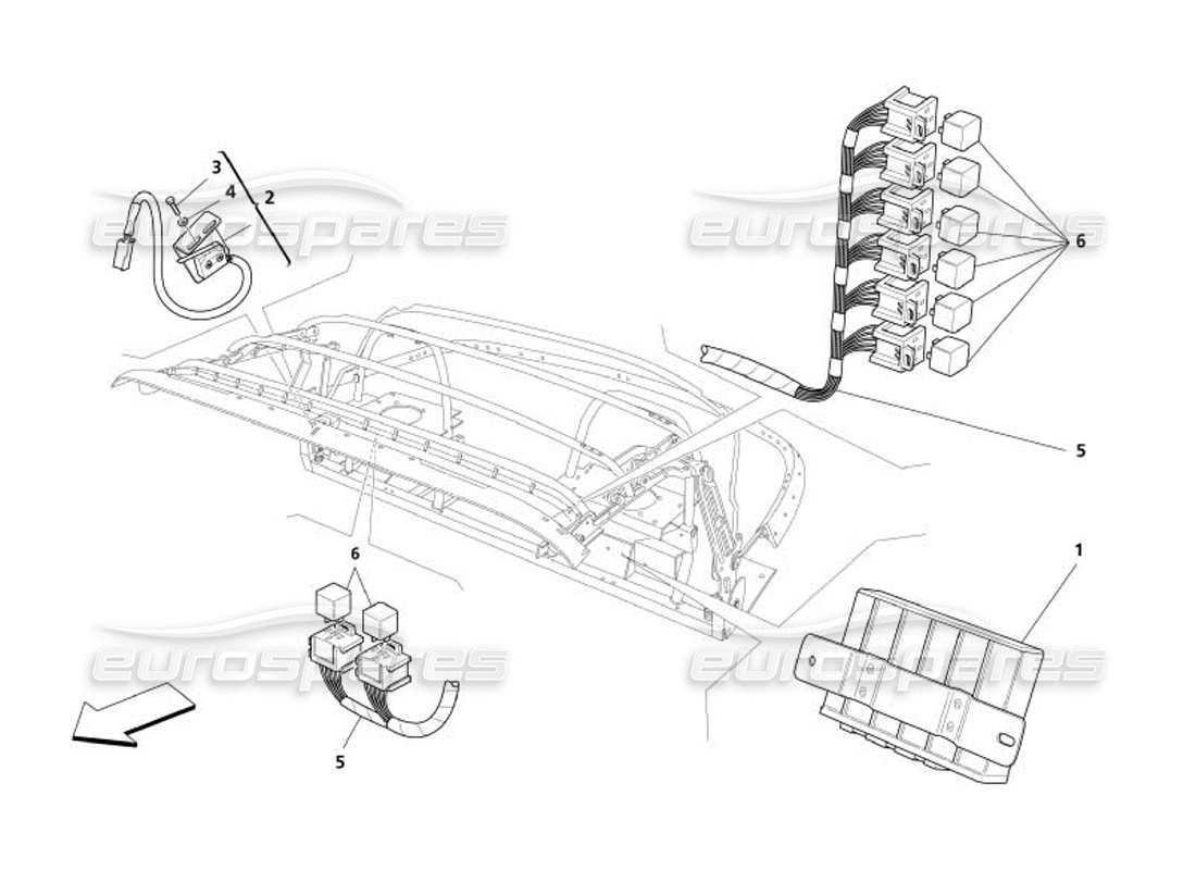 maserati 4200 spyder (2005) capote control station - relay - microswitch parts diagram