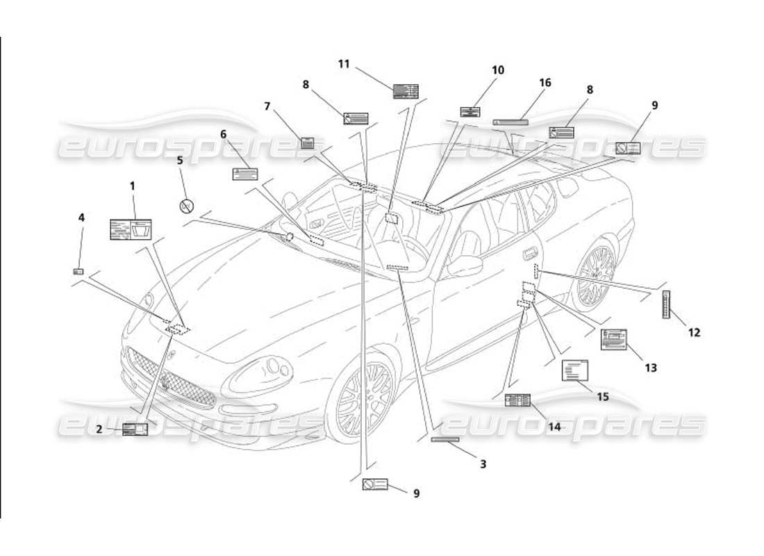 maserati 4200 gransport (2005) plates part diagram